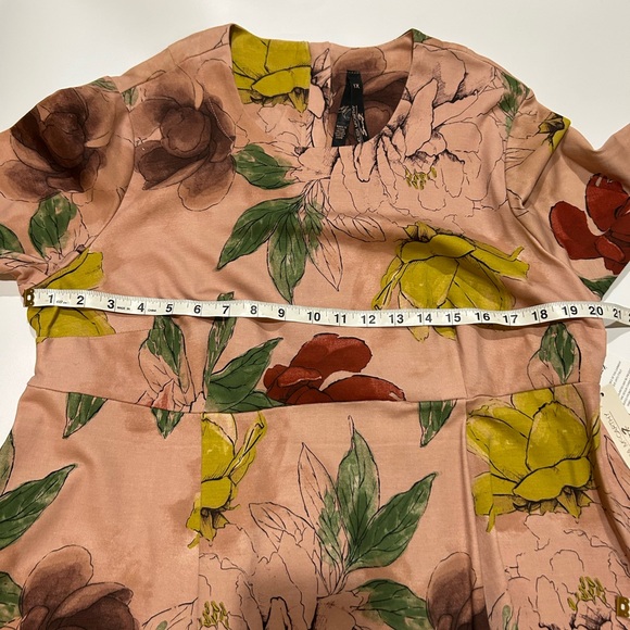 NWT Melissa McCarthy Seven7 Top Blouse 1X Plus Pink Floral Peplum Art to Wear - Picture 13 of 16